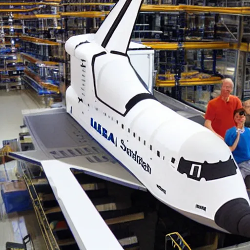 Prompt: IKEA manual for assembling the space shuttle