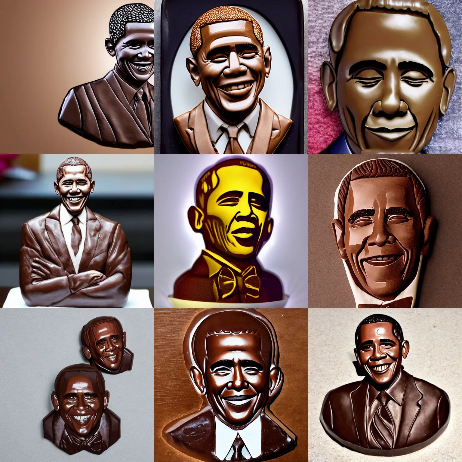 Prompt: chocolate carving of obama