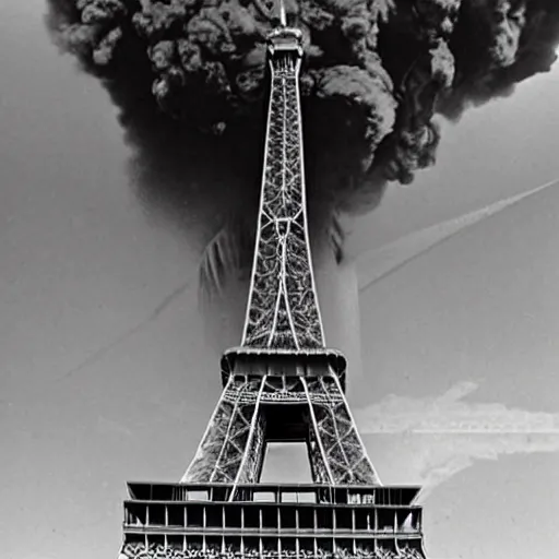 Prompt: Photograph of an explosion on the Tower Eiffel