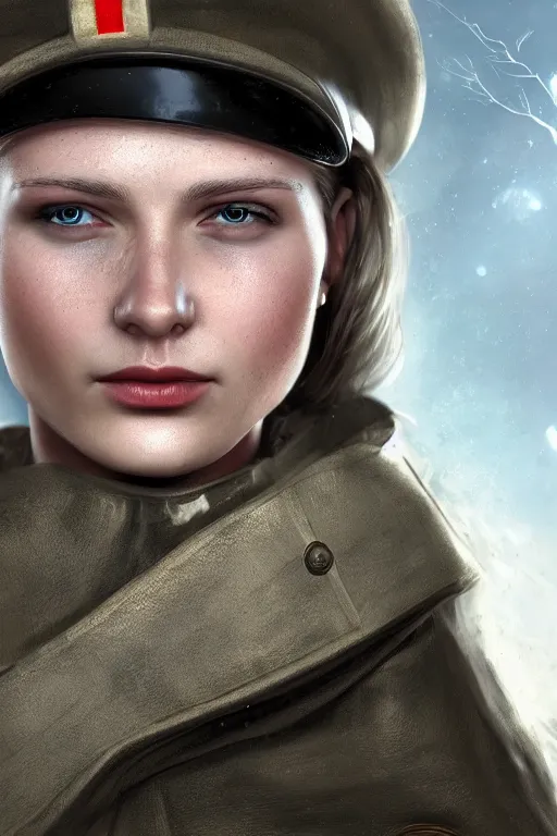 Prompt: ultra realistic facial portrait of beautiful nordic woman wearing a world war 1 uniform, digital art, character portrait, highly detailed, trending on artstation, lens flare, atmosphere, hyper realistic, cinematic lightning, sharp focus, unreal engine 5, extreme details perfect face, pretty face, fine - face, illustration, 8 k, ultra texture, masterpiece