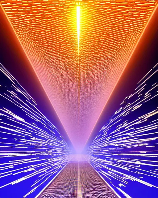 Image similar to shining beacon of light, technological singularity, supercomputer, by mitchell stuart, experimental, utopia, portals, rays of light, highly detailed, masterpiece, award winning
