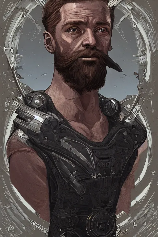 Prompt: Portrait of John Brown with a beard wearing futuristic power armor, fantasy, intricate, highly detailed, digital painting, trending on artstation, sharp focus, illustration, style of Stanley Artgerm and Dan Mumford and Alphonse Mucha