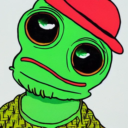 Image similar to Pepe the frog sweating by Matt Furie