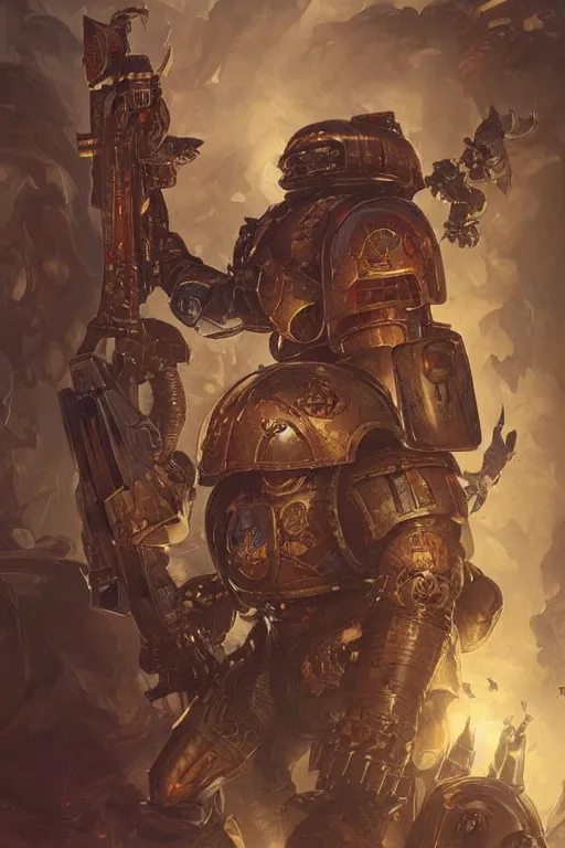 Image similar to beautiful cottagecore warhammer 40k space marine. intricate, elegant. highly detailed, digital painting, artstation, concept art, smooth, sharp, focus, illustration. . art by artgerm and greg rutkowski and alphonse mucha