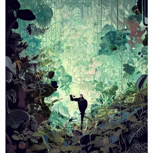 Image similar to the overgrown jungle in a large cave system, surreal photography zzz, dramatic light, by victo ngai by james jean, by rossdraws, frank franzzeta, mcbess