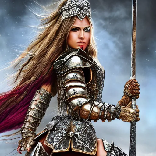 Prompt: beautiful princess warrior with ornate armour, highly detailed, 4k, HDR, smooth, sharp focus, hyper realistic, high resolution, award-winning photo