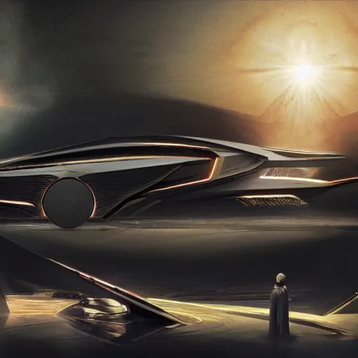 Prompt: sci-fi organic zaha hadid car 30% size and wall structure in the coronation of napoleon painting by Jacques-Louis David and in the blade runner 2049 film search pinterest keyshot product render 4k in dark plastic