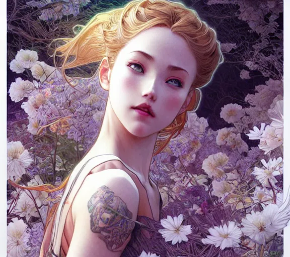 Image similar to ' lost in a lucid dream, my soul drifted away ', beautiful shadowing, 3 d shadowing, reflective surfaces, illustrated completely, 8 k beautifully detailed pencil illustration, extremely hyper - detailed pencil illustration, intricate, epic composition, masterpiece, bold complimentary colors. stunning masterfully illustrated by artgerm, range murata, alphonse mucha.