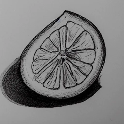 Image similar to professional liner sketch of a lemon