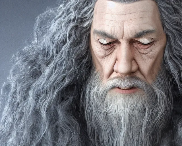 Image similar to jesus christ as gandalf the gray, character art, by various concept artists, redshift render, hyperrealistic face, photorealistic render