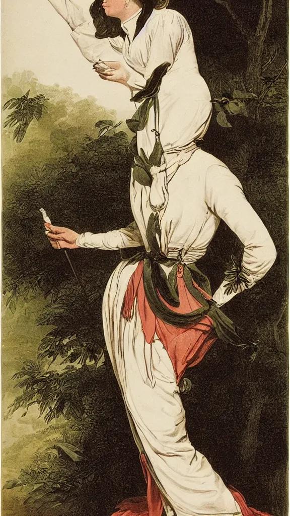 Image similar to a woman, illustration by john james audubon circa 1 8 3 8