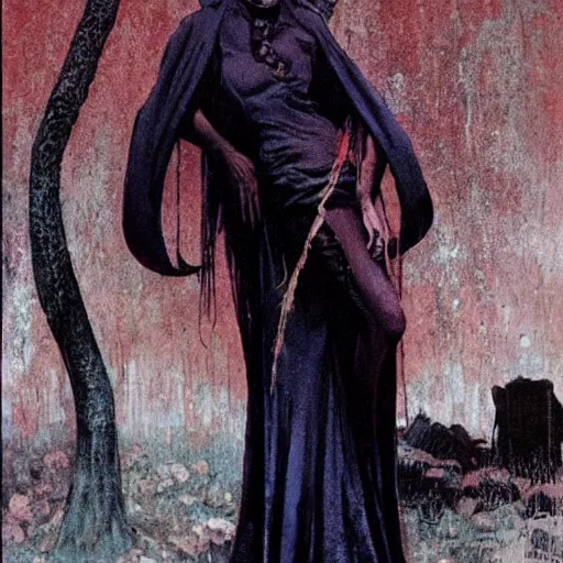 Prompt: Sad vampire, by Robert McGinnis.