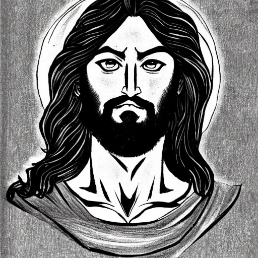 Prompt: manga drawing of jesus