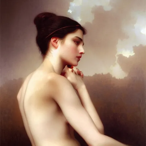 Image similar to portrait of a young woman, by bouguereau, tom bagshaw, wlop