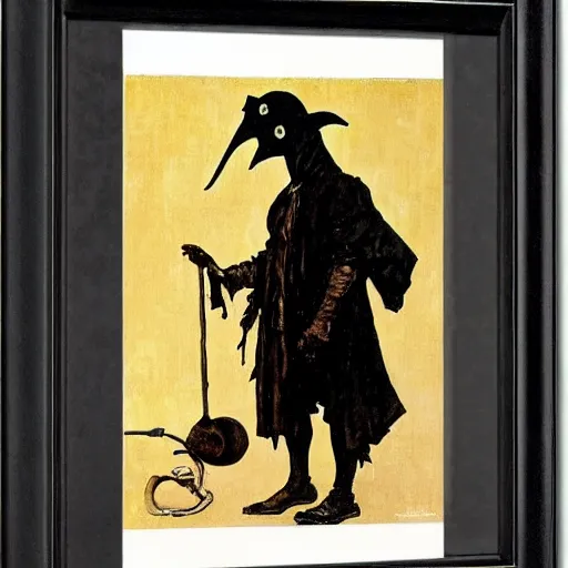 Image similar to A plague doctor portrait by Norman Rockwell
