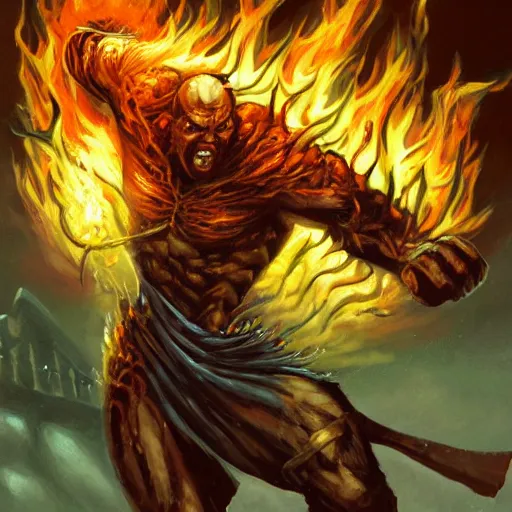 Image similar to magic the gathering koth bringer of fire - art by steve argyle