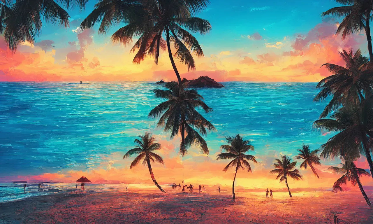 Image similar to paradise beach by alena aenami artworks in 4 k