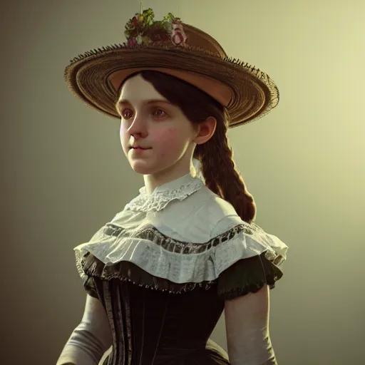 Image similar to photo of cute victorian girl, ultra realistic, concept art, intricate details, highly detailed, photorealistic, octane render, 8 k, unreal engine,