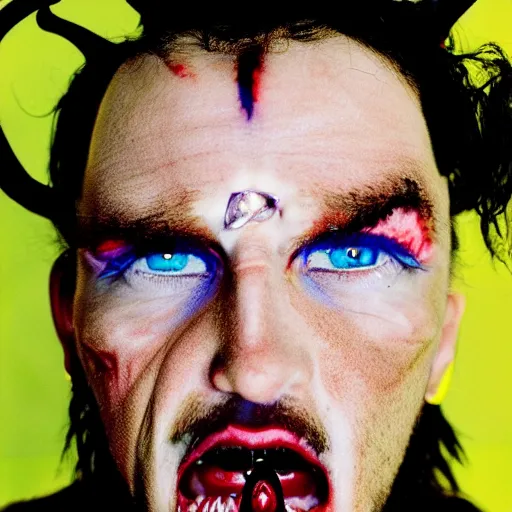 Image similar to a devil, close - up portrait photo by david lachapelle, masterpiece, trending on flickr