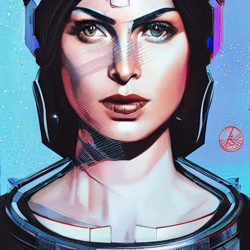 Image similar to portrait of a female android, by MARVEL comics and Sandra Chevrier, 8k