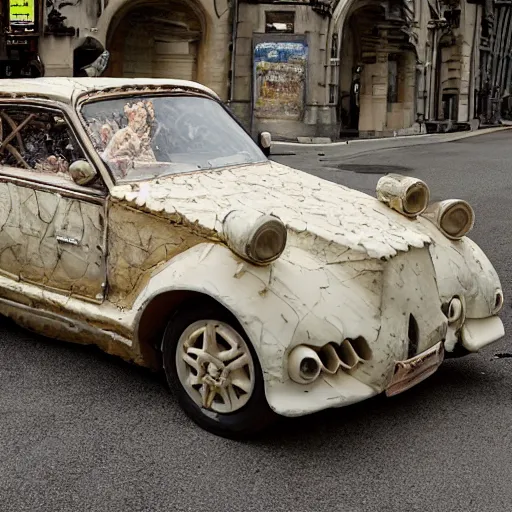 Prompt: photo of a car made of swiss cheese, 8 k high definition, insanely detailed, intricate