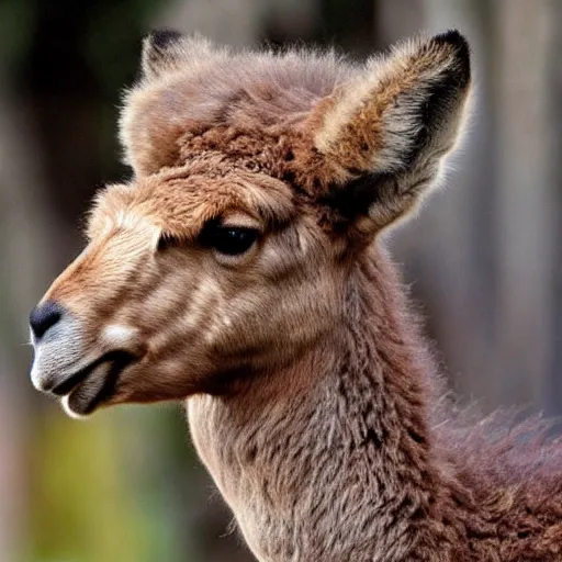 Image similar to a full crown alpaca - coyote - moose hybrid