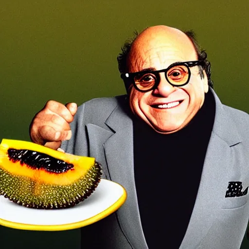 Prompt: danny DeVito as a kiwi!!