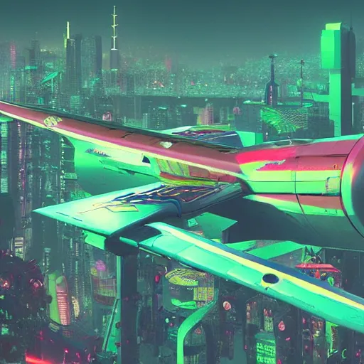 Prompt: Cyberpunk FantasyCore Kowloon science fiction airplane, neon electronic, rendered in Lumion Pro, Autodesk Solidowkrs Visualize, Maya, and Cinema 4D by Iwan Baan, Greg Rutkowski, Ted Gore, Dustin Lefevre, and Jaya Su Berg, trending on artstation, cgsocciety r/art