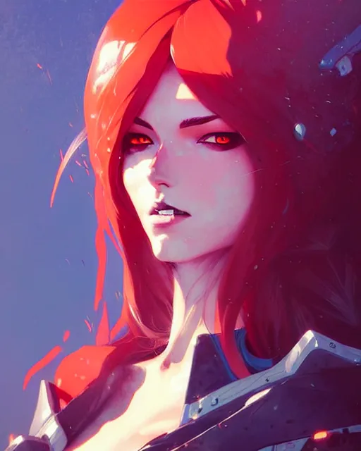 Image similar to a ultradetailed painting of katarina from league of legends by conrad roset, greg rutkowski and makoto shinkai trending on artstation