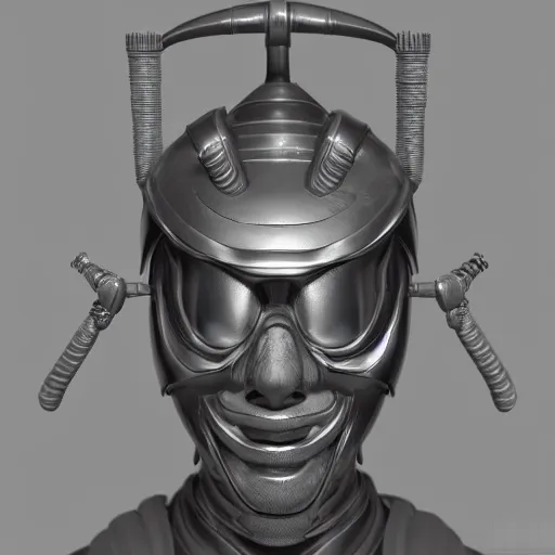 Image similar to portrait of a bust of a samurai head with futuristic fashion elements created by yuuki morita, brilliantly colored, octane render, 3 d animated, unreal engine 5, studio lighting, smooth surface