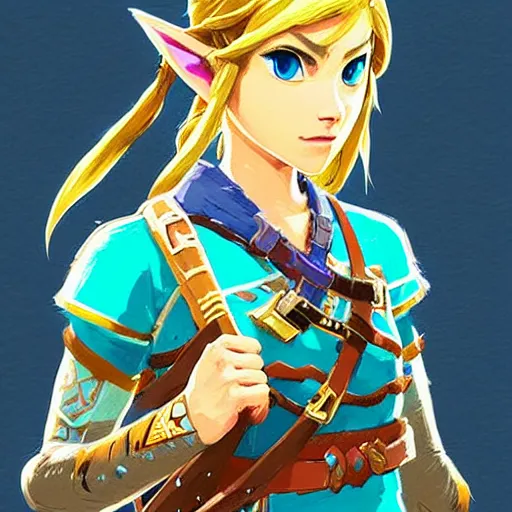 zelda from breath of the wild, wearing a sweater