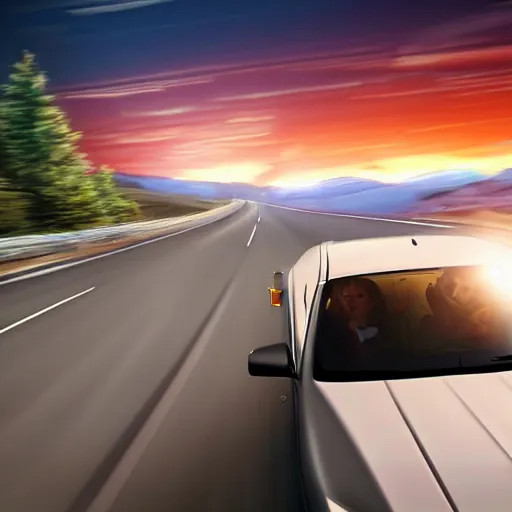 Prompt: A long shot photograph of Jesus driving a car, 4k, ultra HD