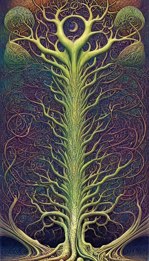 Image similar to tree of life by roger dean and andrew ferez, art forms of nature by ernst haeckel, divine chaos engine, symbolist, visionary, art nouveau, botanical fractal structures, organic, detailed, realistic, surreality