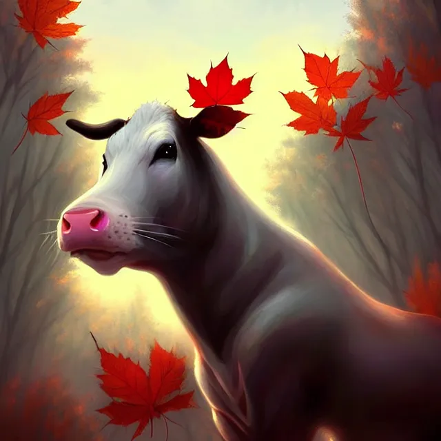 Prompt: epic professional digital art of (((🐄))) !!! 🐭!!! !!!🍁!!!, best on artstation, cgsociety, wlop, cosmic, epic, stunning, gorgeous, much detail, much wow, masterpiece