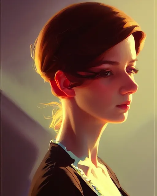 Image similar to stylized portrait by aykutmakut of an artistic pose, composition, young cute serious fancy lady, cinematic colors, realistic shaded, fine details, realistic shaded lighting poster by ilya kuvshinov, magali villeneuve, artgerm, jeremy lipkin and michael garmash and rob rey