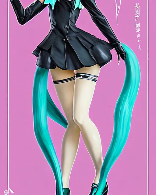 Image similar to Hatsune Miku full body pin up modeling in idol unioform, with a park in the back ground, post war style, detailed face, american postcard art style, by Krenz Cushart and Randolph Stanley Hewton and Charlie Bowater