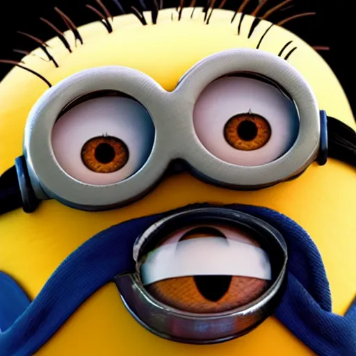 Image similar to photograph of minion from despicable me smoking a bong at woodstock, close - up shot, circa 1 9 6 9