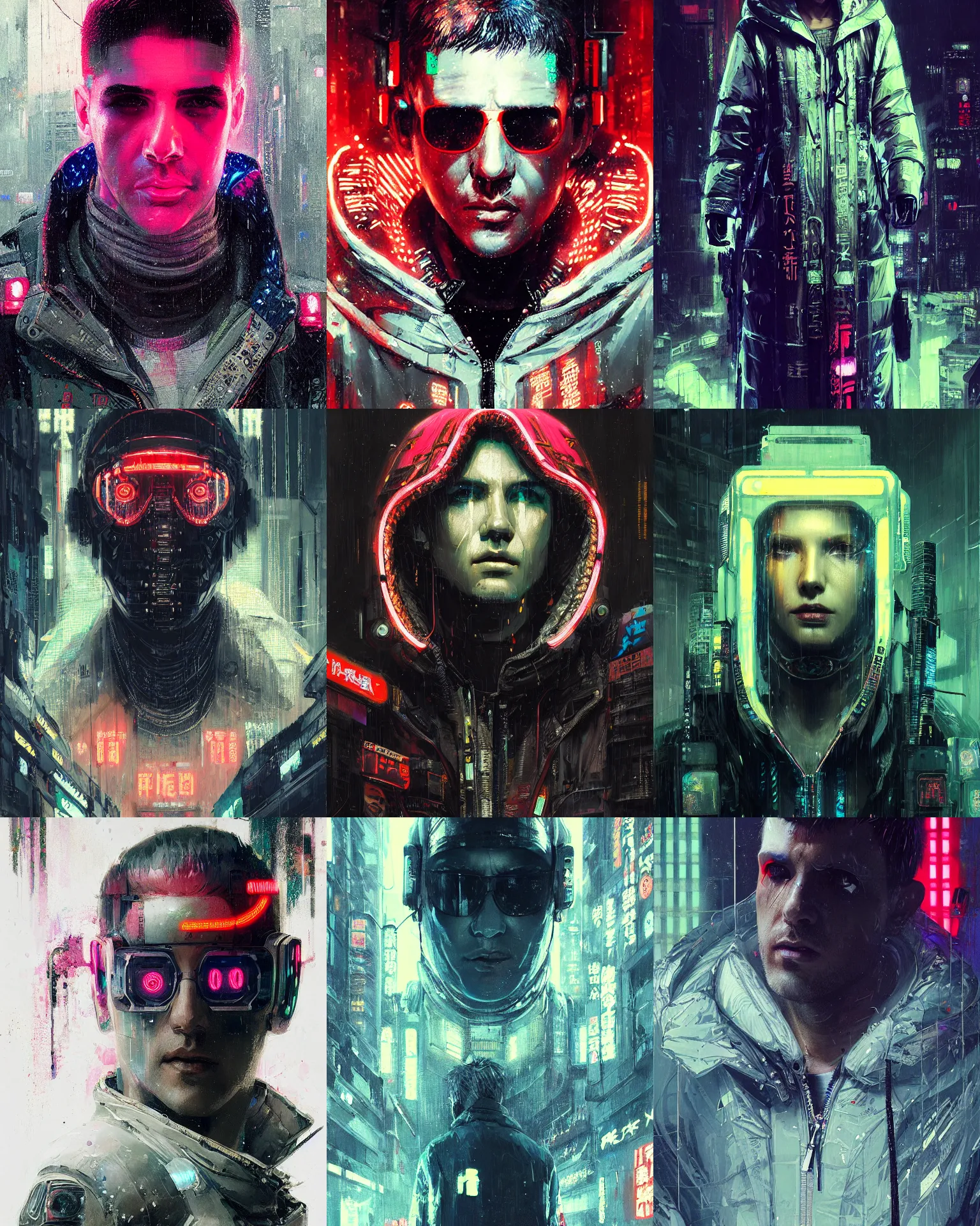 Prompt: detailed portrait blade runner, cyberpunk futuristic neon, reflective puffy coat, decorated with traditional Japanese ornaments by Ismail inceoglu dragan bibin hans thoma greg rutkowski Alexandros Pyromallis Nekro Rene Maritte Illustrated, Perfect face, fine details, realistic shaded, fine-face, pretty face