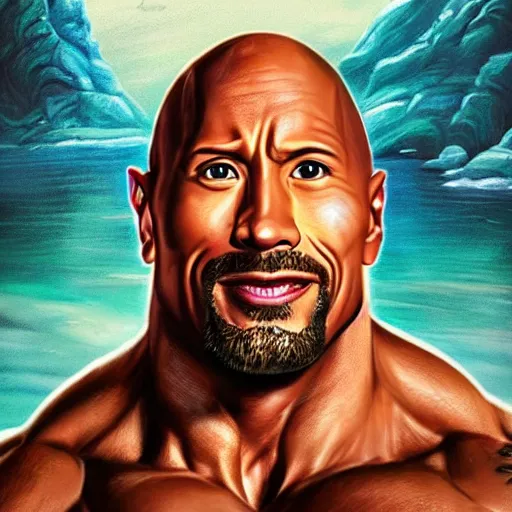 Prompt: clear portrait of dwayne johnson, adorable appearance!!!, golden hour, happy apearance, cottagecore!!, background hyper detailed, character concept, full body, dynamic pose, intricate, elegant, highly detailed, digital painting, artstation, concept art, smooth, sharp focus, illustration, art by artgerm and greg rutkowski and alphonse mucha