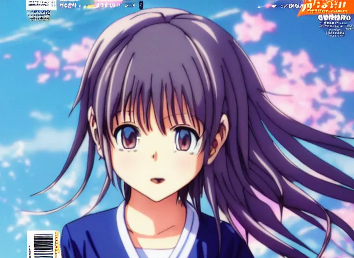 Image similar to ;Weekly Shonen Jump Issue 14, cover, 2000 clannad shuffle toheart event'anime illustration japanese very very beautiful cute girls doing cute things trending on artstation pixiv makoto shinkai smiling super detailed eyes eyebrowless symmetry face visual novel hairpin star