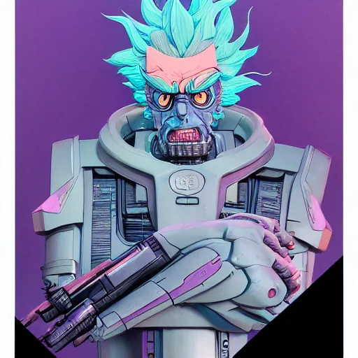 Image similar to 2 0 7 7 decepticon rick sanchez by charles vess and james jean and erik jones and rhads, inspired by ghost in the shell, beautiful fine face features, intricate high details, sharp, ultradetailed, 3 d octane render