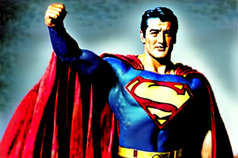 Image similar to rock hudson playing superman in, superhero, dynamic, 3 5 mm lens, heroic, studio lighting, in colour