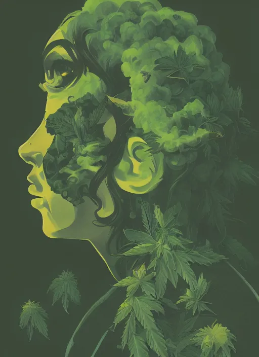 Image similar to profile picture by sachin teng, marijuana, organic painting, dreamy, smoke clouds, asymmetrical, green, matte paint, hard edges, energetic