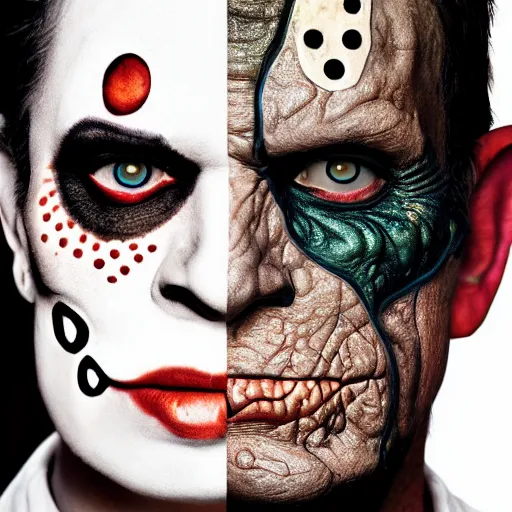 Prompt: uhd candid photo of two - face, with accurate face, uhd, studio lighting, correct face, photo by annie leibovitz