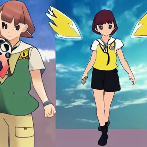 Image similar to a pokemon trainer that looks like emma watson