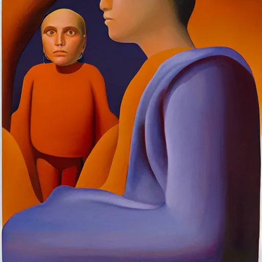 Prompt: an ethereal esteban frances and george tooker painting titled'the salmon of the desert river'