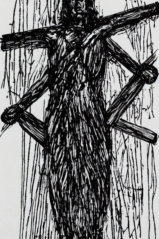 Bloody Christ Crucified Looking Like A Big Mushroom Stable Diffusion