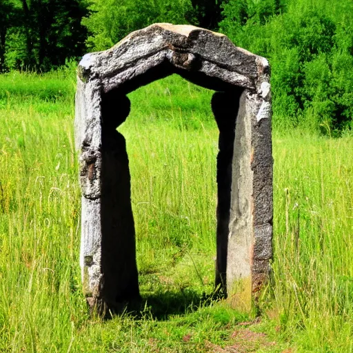 Image similar to a portal to another world, opened in the middle of the field