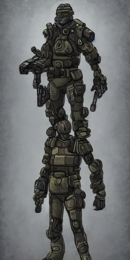 Image similar to scifi soldier in the style of Blizard