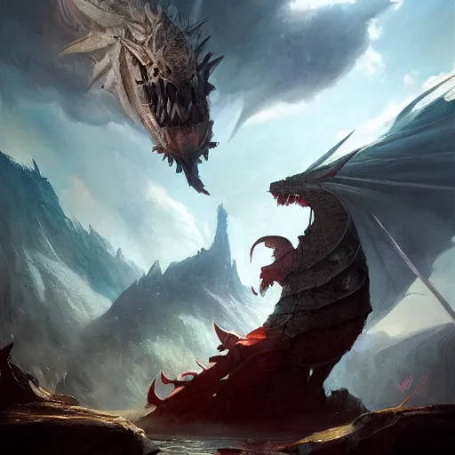 Image similar to a beautiful painting of an epic fantasy sad fat dragon, oil painting, Tooth Wu, Greg Rutkowski, RPG portrait, dynamic lighting, fantasy art,High contrast, depth of field